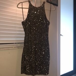 Parker Beaded Sleeveless Bronze Dress